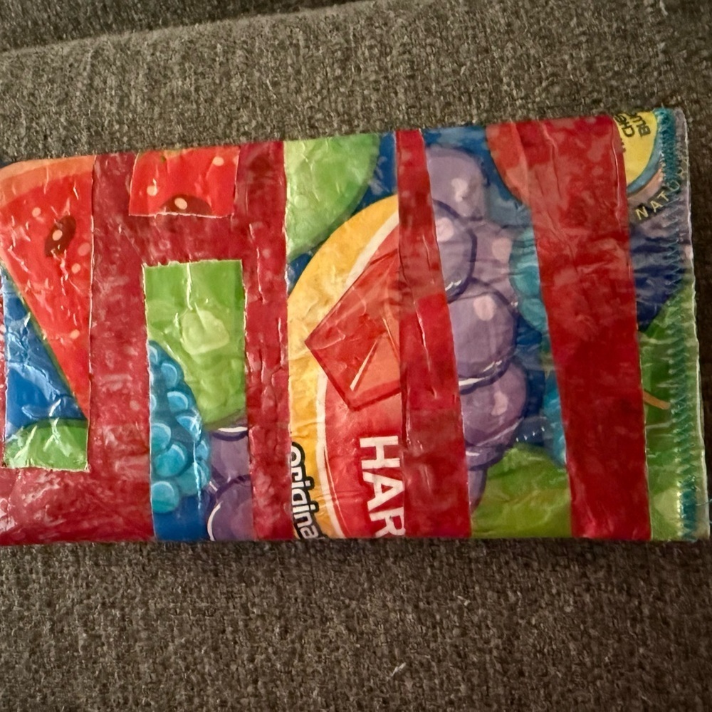 Homemade Recycled Candy Wrapper Wallet / Pouch with Velcro Closure - Picture 2 of 4